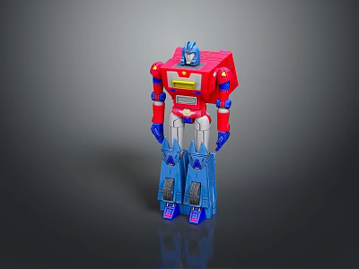 Red and Blue Robot Game Movie Character With Yellow Accents Blue Head and Legs 3d model