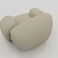 Modern Single Sofa With Round Armrests And Soft Beige Fabric Design 3d model