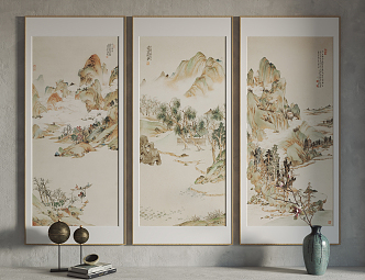 New Chinese Landscape Painting Hanging Painting Decorative Painting 3d model