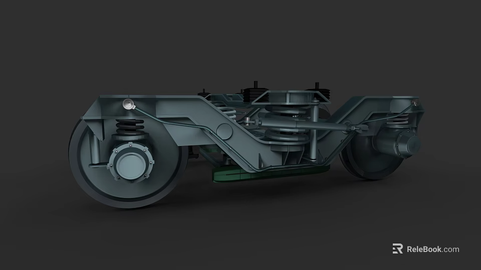 Train Wheel Set Mechanical Structure With Suspension Components And Engineering Design 3d model 