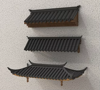 Chinese-style eaves, cornices, tile surface, ancient tile door head 3d model