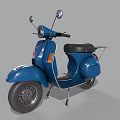 Blue Classic Scooter Motorcycle With Black Seat Silver Mirrors And Retro Design