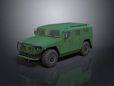 Green Military Off Road Vehicle With Rugged Design And Large Tires 3d model