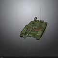 Green Military Tank With Armored Design Long Gun Barrel And Metal Tracks