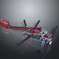 Industrial Machinery With Red And Silver Extended Arms And Mechanical Structure