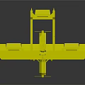 Building Block Toy Airplane With Yellow Wings Gray Body Black Cockpit And Landing Wheels