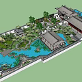 Ancient Architecture Traditional Chinese Garden Design With Pond Pavilions And Courtyard Layout