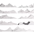 Decorative White And Gray Mountain Models With Various Shapes And Textures 3d model