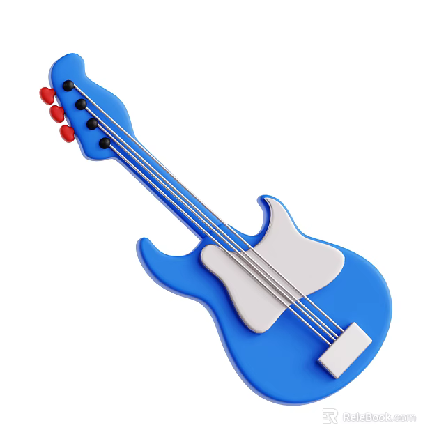 Musical Instruments And Art Supplies Showcasing Vibrant Blue Electric Bass Guitar For Artistic Use 3d model 