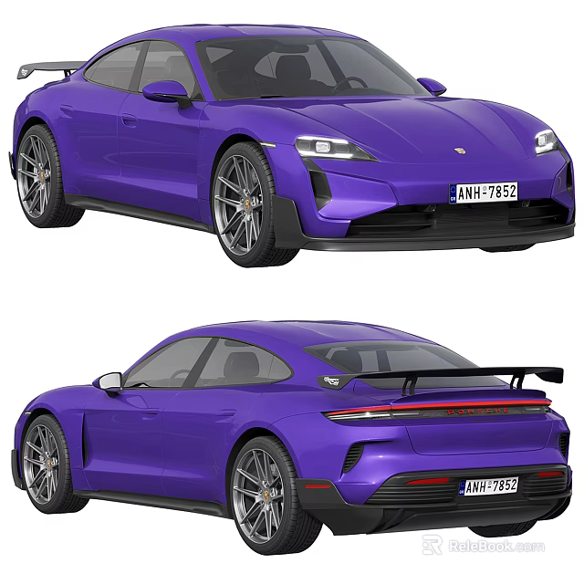 Purple Modern Sports Car With Front Face Headlights Rear Spoiler Alloy Wheels And Exterior Design 3d model 