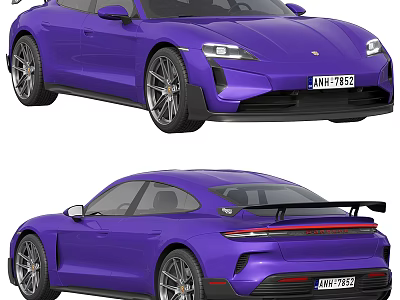 Purple Modern Sports Car With Front Face Headlights Rear Spoiler Alloy Wheels And Exterior Design 3d model