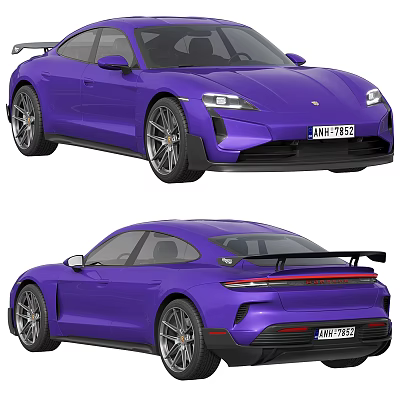 Purple Modern Sports Car With Front Face Headlights Rear Spoiler Alloy Wheels And Exterior Design 3d model