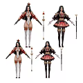 Game Movie Female Characters In Elegant Ornate Costumes With Staff