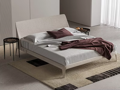 Poliform KELLY modern double bed shelf bed side bed carpet 3d model