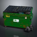 Green Trash Bin With Black Lid Black Trash Bags And Labels