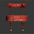 Pink Accent Chair with White Floral Pattern Yellow Trim Round Seat and Wooden Legs
