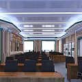 Modern School Classroom With Wooden Desks Black Chairs Bright Windows And Ceiling Lights
