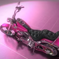Pink Custom Motorcycle With Round Headlight Shiny Chrome And Black Leather Seat