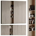 Modern Wooden Bookcase Design With Open Shelves Closed Cabinets And Books