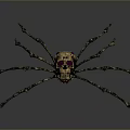 Detailed Metallic Spider Sculpture With Long Thin Legs And Purple Eyes