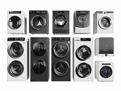 Modern Washing Machines Various Models Styles And Colors For Home Laundry Use 3d model