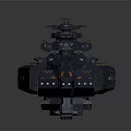 Futuristic Sci Fi Spaceship With Blue Hull Orange Accents And Detailed Armored Design