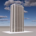Modern High Rise Tower Exterior View With Blue Sky And Clouds 3d model