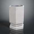 Modern Square Concrete Planter With Decorative Base And Smooth Surface 3d model