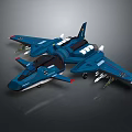 Blue Cosmic Space Shuttle Model With Detailed Wings And Thrusters 3d model