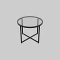 Round Glass Top Dining Table With Black Metal Cross Legs Structure 3d model