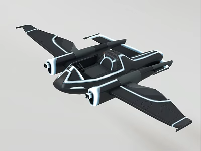 Futuristic Black Sci Fi Aircraft With Sleek Wings And Twin Engines 3d model