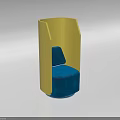 Modern Single Seater Sofa With Yellow Frame And Blue Cushion Design