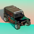 Black and Orange Off Road Vehicle with DOOM Graphic Roof Rack and Large Tires