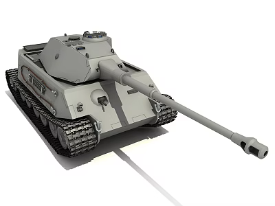 Military Tank 3D Model With Heavy Armor Long Barrel And Metal Tracks 3d model