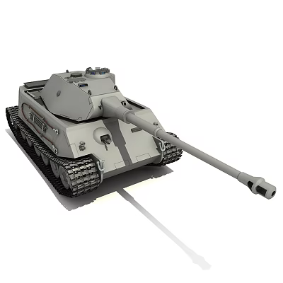 Military Tank 3D Model With Heavy Armor Long Barrel And Metal Tracks 3d model