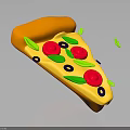 Fresh Pizza Slice With Orange Crust Red Tomato Slices Green Basil And Black Olives