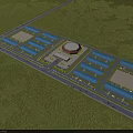 Industrial Factory Complex With Well Arranged Plants Circular Building And Green Trees