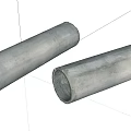 Two Gray Cylindrical Concrete Pipes Featuring Textured Surface And Hollow Inner Structure 3d model
