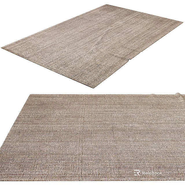 Natural Beige Square Rug with Woven Texture for Home Decor Use 3d model 