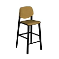 Modern Bar Stools With Yellow Padded Seat Black Frame And Backrest Design 3d model
