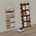 Middle Ancient Cream Bookshelf Decorative Shelf Middle Ancient Bookshelf Floor Bookshelf Bookcase 3d model