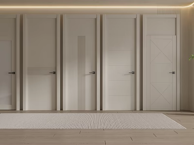 Modern Hinged Doors With Various Panel Designs And Sleek White Finish For Interior 3d model