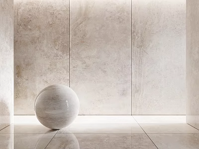 Marble Sphere Component with Smooth Beige Marble Wall and Floor Surface 3d model