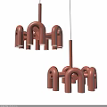 Modern Terracotta Pendant Chandelier With Multiple U Shaped Connected Structures And Bulbs 3d model