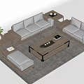 Modern Sectional Sofa Set With Coffee Table Wooden Accents Side Tables And Area Rug