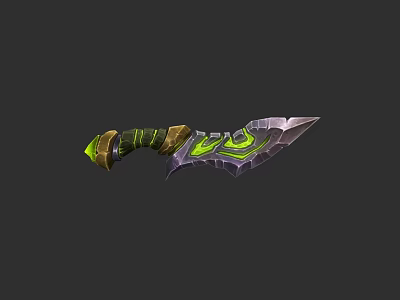 Ornate Green And Metallic Dagger Weapon With Decorative Grip And Sharp Blade 3d model