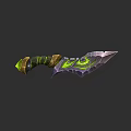 Ornate Green And Metallic Dagger Weapon With Decorative Grip And Sharp Blade