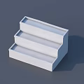 White Three Tiered Stepped Display Shelf with Simple Design for Retail Product Showcases