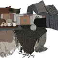 Cozy Home Decor With Various Soft Colorful Pillows And Knitted Blankets