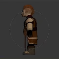 Detailed Toy Character And Mythical Creature Design With Brown Gold Armor Belt And Boots